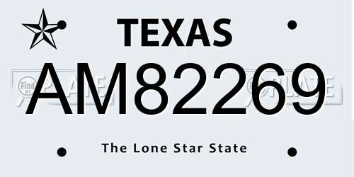 AM82269 Texas License Plate