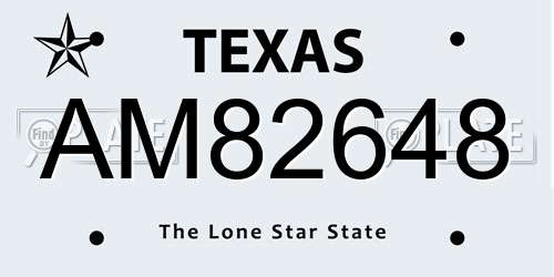 AM82648 Texas License Plate