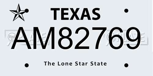 AM82769 Texas License Plate