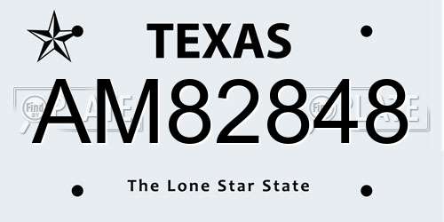 AM82848 Texas License Plate