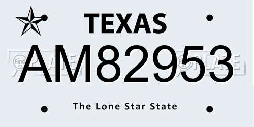 AM82953 Texas License Plate