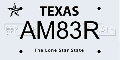 AM83R Texas License Plate