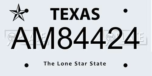 AM84424 Texas License Plate