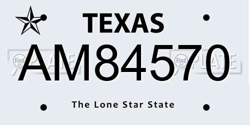 AM84570 Texas License Plate