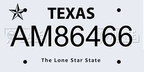 AM86466 Texas License Plate