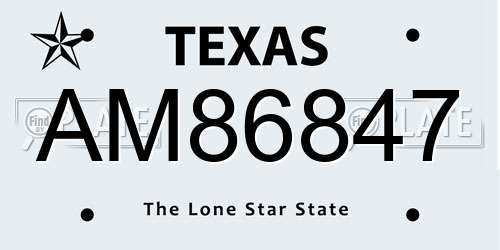 AM86847 Texas License Plate