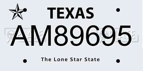 AM89695 Texas License Plate