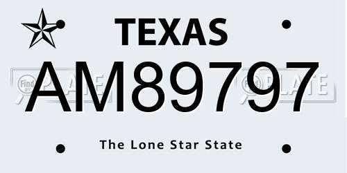 AM89797 Texas License Plate