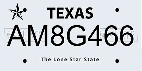 AM8G466 Texas License Plate