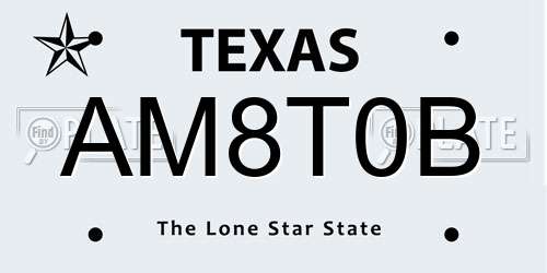 AM8T0B Texas License Plate