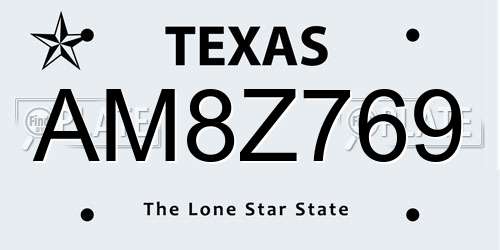 AM8Z769 Texas License Plate
