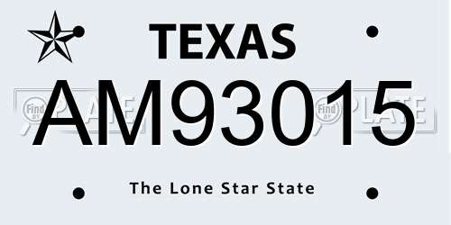 AM93015 Texas License Plate