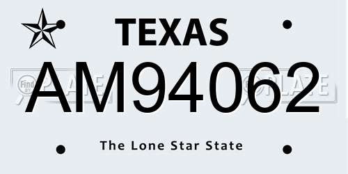 AM94062 Texas License Plate