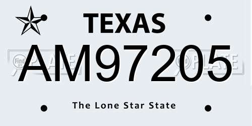 AM97205 Texas License Plate