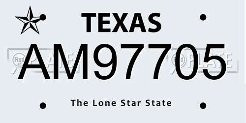 AM97705 Texas License Plate