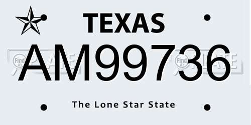 AM99736 Texas License Plate