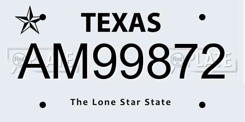 AM99872 Texas License Plate