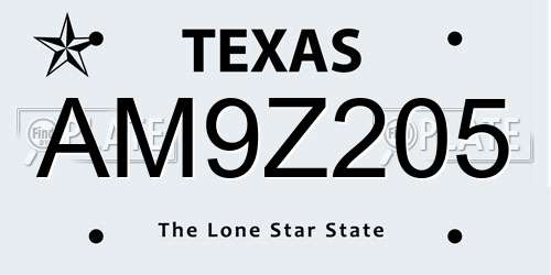 AM9Z205 Texas License Plate