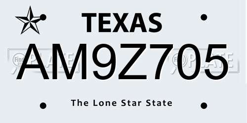 AM9Z705 Texas License Plate