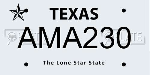 AMA230 Texas License Plate