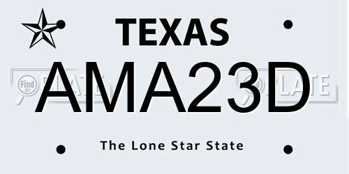 AMA23D Texas License Plate