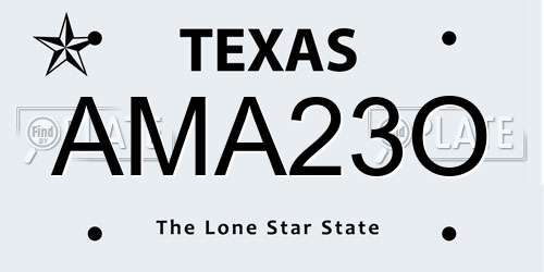 AMA23O Texas License Plate