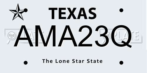 AMA23Q Texas License Plate