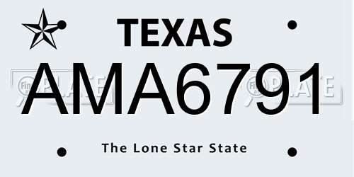 AMA6791 Texas License Plate