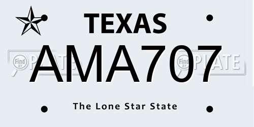 AMA707 Texas License Plate