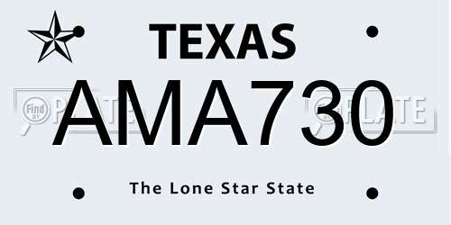 AMA730 Texas License Plate