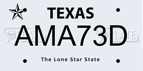 AMA73D Texas License Plate