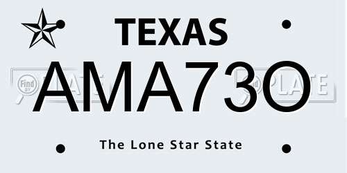 AMA73O Texas License Plate