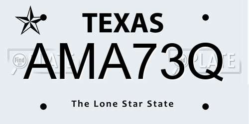 AMA73Q Texas License Plate