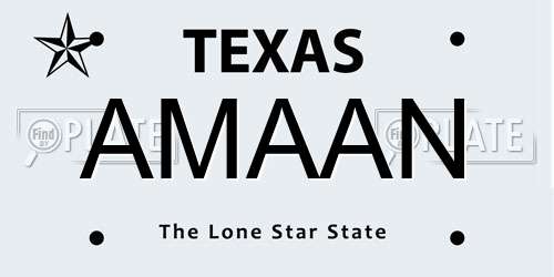 AMAAN Texas License Plate