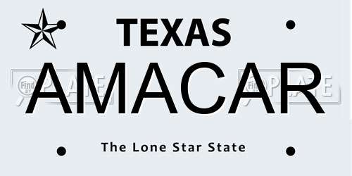 AMACAR Texas License Plate