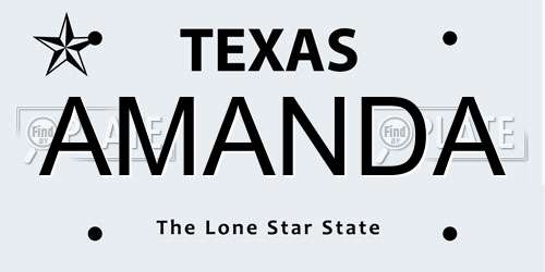 AMANDA Texas License Plate