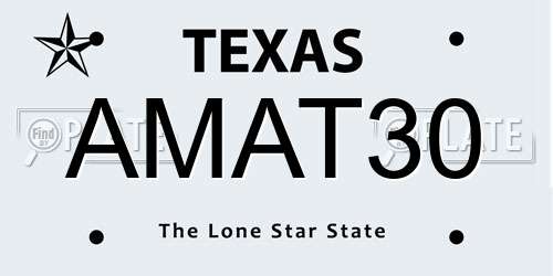 AMAT30 Texas License Plate
