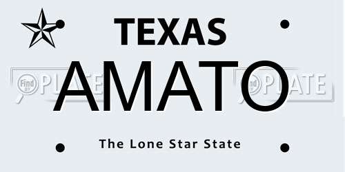 AMATO Texas License Plate
