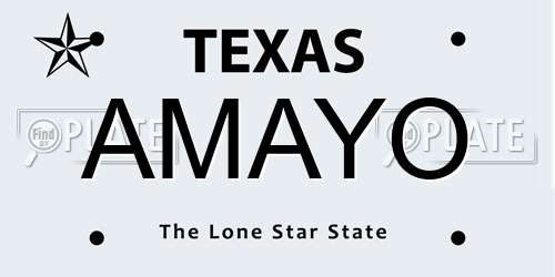 AMAYO Texas License Plate