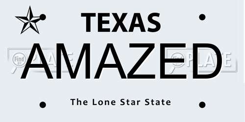 AMAZED Texas License Plate