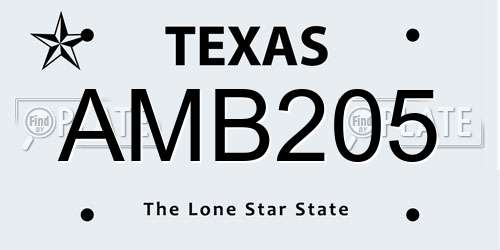 AMB205 Texas License Plate