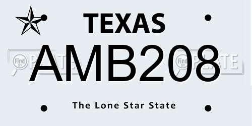 AMB208 Texas License Plate