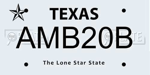 AMB20B Texas License Plate