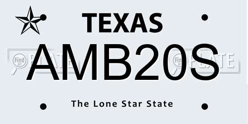 AMB20S Texas License Plate