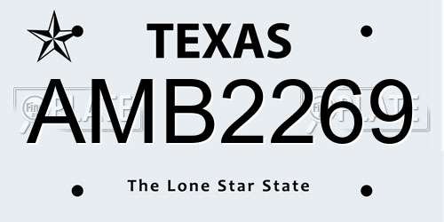 AMB2269 Texas License Plate
