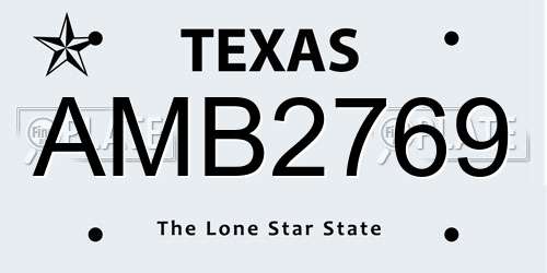 AMB2769 Texas License Plate