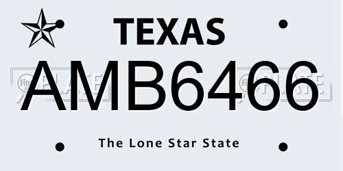 AMB6466 Texas License Plate