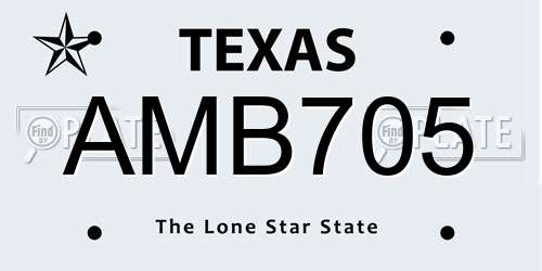 AMB705 Texas License Plate