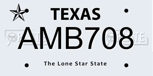 AMB708 Texas License Plate