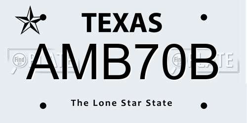 AMB70B Texas License Plate